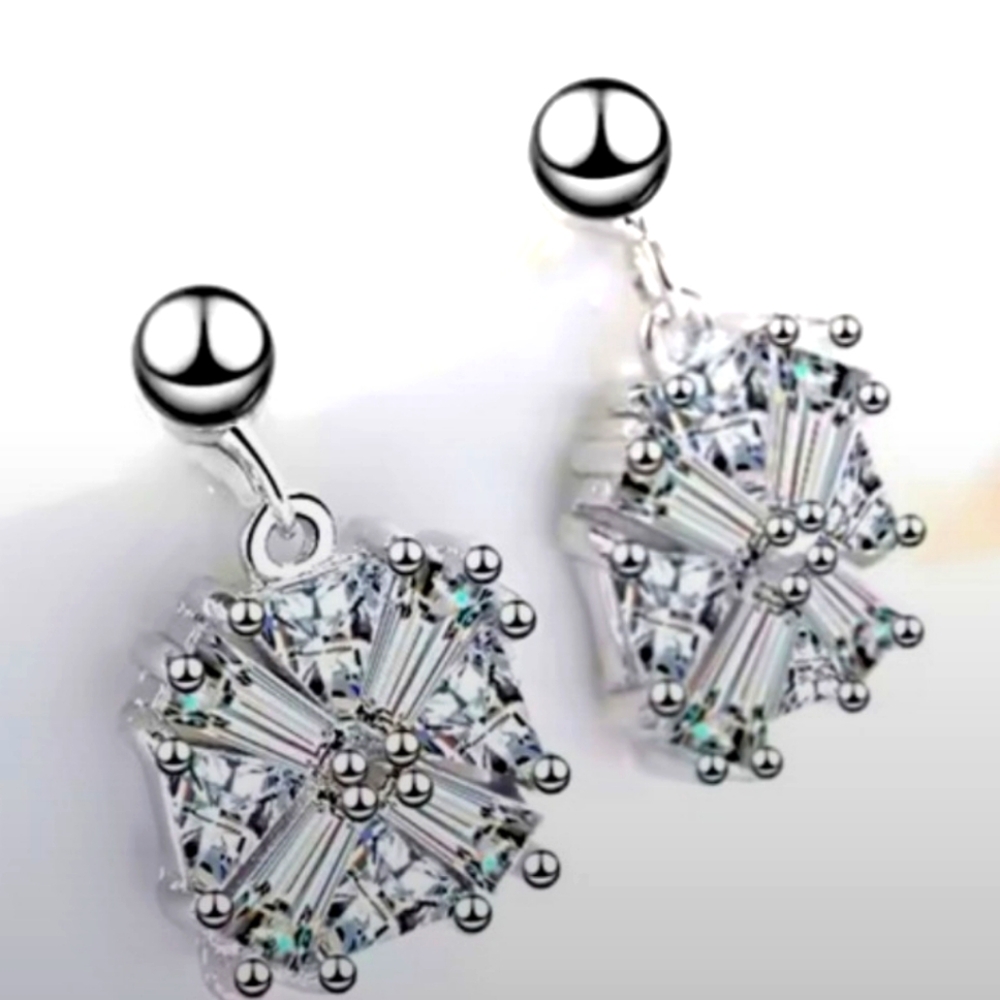 Square starburst moissianite earrings on 925 studs NIB